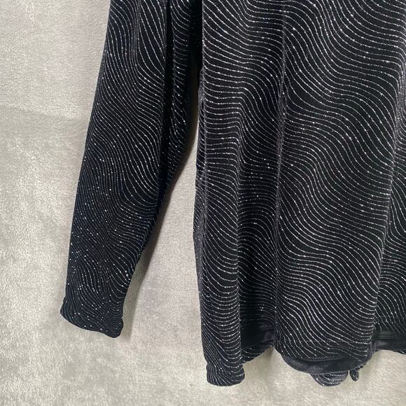 Notations Shirt Jacket XL Black Velvet Open Front‎ Stretch Party Formal Glam - Picture 9 of 15